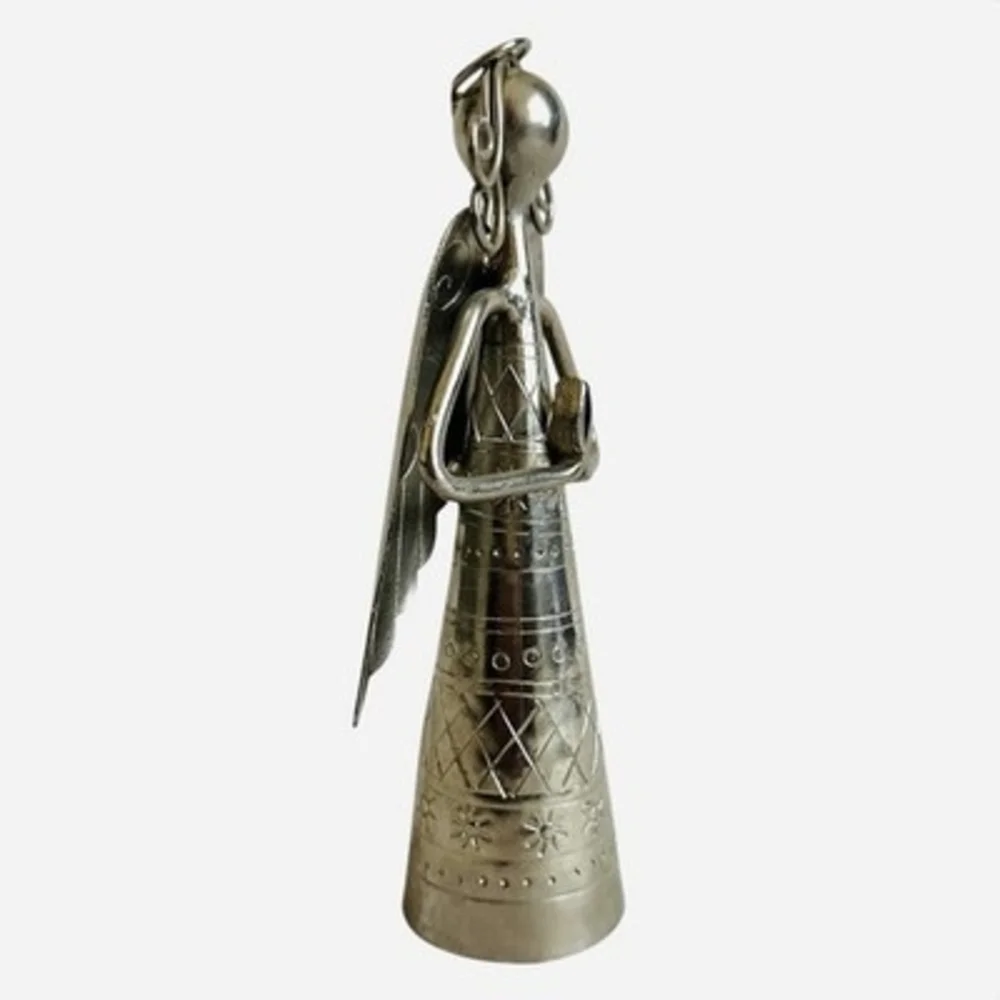 Handmade Polished Metal Angel Bell Danish Style Nativity Christmas Decor